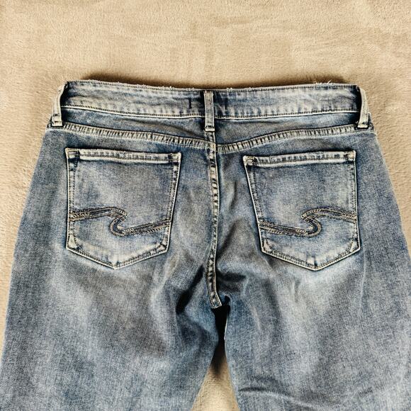 Silver Jeans Women's 30 Light Wash Faded Blue Denim‎ Suki Capri Mid Rise Stretch - Picture 9 of 13